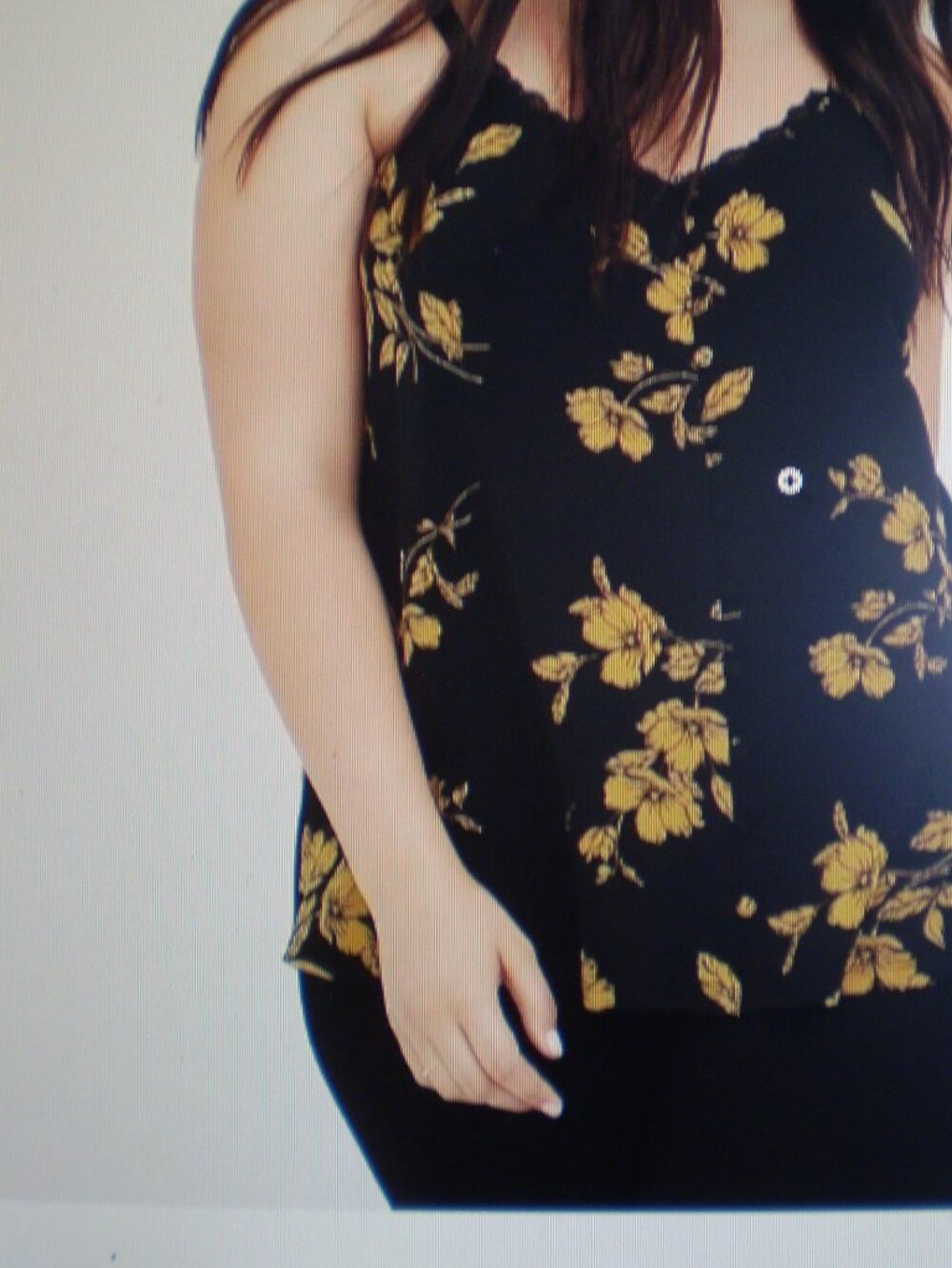 TORRID BLACK/YELLOW FLORAL LACE TRIM TANK/CAMI SZ 1X (16)